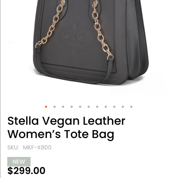 Mia K Tote Bag NEW Black Vegan Leather - Picture 2 of 4